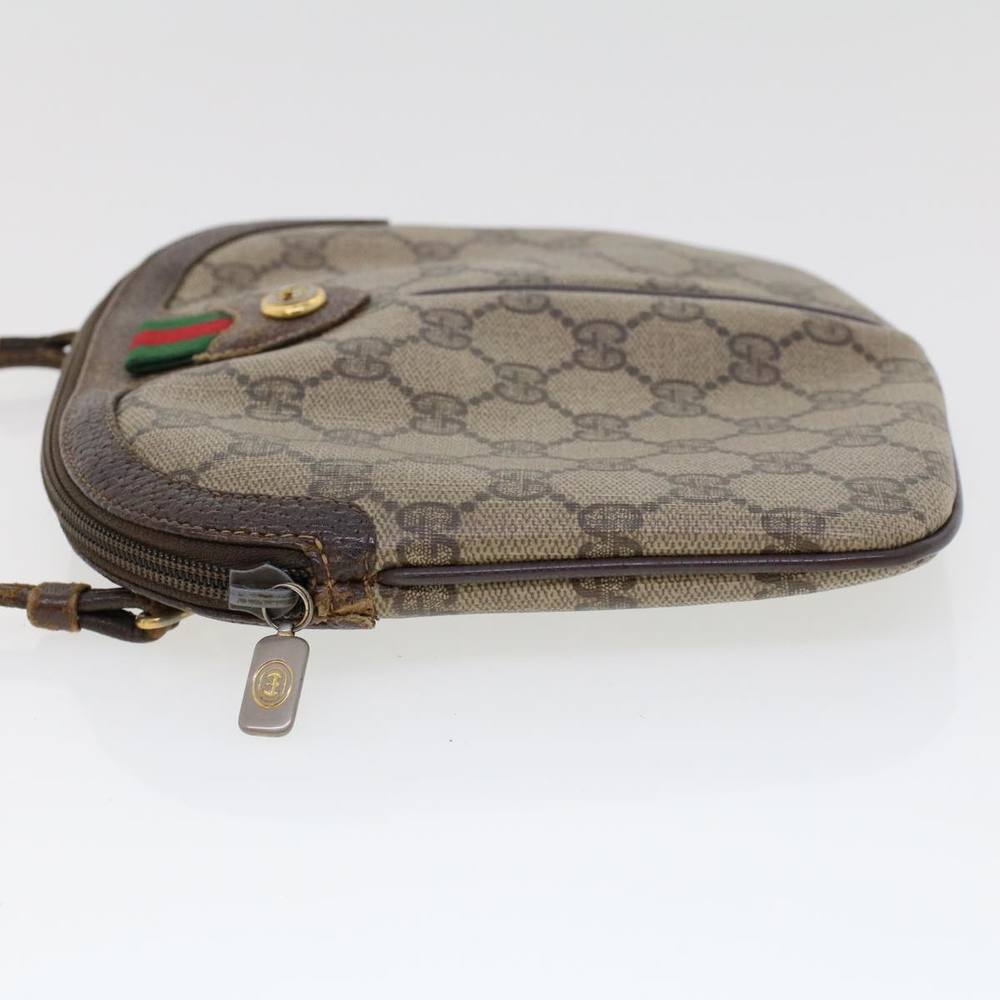 GUCCI GG Canvas Web Sherry Line Hand Bag PVC Leather Beige Red Auth 45605 - Picture 3 of 16